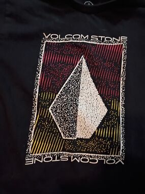Volcom Black Tee with White, Red and Yellow Graphic
